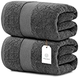 White Classic – Luxury Bath Sheet Towels for Adults Extra Large | Highly Absorbent Hotel spa Bathroom Towel | 35×70 Inch | 2 Pack (Grey)