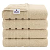 American Soft Linen 4 Piece Bath Towels, 100% Turkish Cotton Bath Towels for Bathroom, 27×54 in Extra Large Bath Towels 4-Pack, Bathroom Shower Towels, Beige Bath Towels