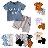 Toddler Baby Boys Summer Short Set Fashion Cute Print Shirt Outfits Clothes Short Sleeve Shirt Top+Shorts Suits C-Blue