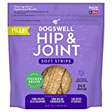 DOGSWELL Hip & Joint Dog Treats 100% Meaty, Grain Free, Glucosamine Chondroitin & Omega 3, Chicken Soft Strips 20 oz