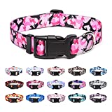 Suredoo Adjustable Dog Collar with Patterns, Ultra Comfy Soft Nylon Breathable Pet Collar for Small Medium Large Dogs (S, Dog Camouflage Pink)