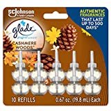 Glade PlugIns Refills Air Freshener, Scented and Essential Oils for Home and Bathroom, Cashmere Woods, 6.7 Fl Oz, 10 Count (Packaging May Vary)