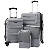 Wrangler 4 Piece Luggage and Packing Cubes Set,Expandable, Shark