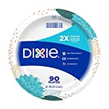 Dixie Paper Plates, 8 ½ inch, Lunch or Light Dinner Size Printed Disposable Plate, Packaging and Design May Vary 90 Counts (Pack of 1)