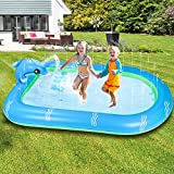 Ankuka Inflatable Sprinkler Pool Family Swimming Kiddie Pool Outdoor Kiddie Summer Water Park Splash Pad Wading Pool Summer Fun Toys for Kids Children Dogs (Small: 43 inch * 35 inch)