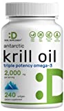 DEAL SUPPLEMENT Antarctic Krill Oil 2000mg Softgel | 240 Counts – No Fishytaste – Triple Potency Omega-3s, EPA 240mg, DHA 160mg, Astaxanthin 800mcg, & Phospholipids – No Mercury, Non-GMO, No Gluten