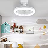 Qonioi E27 Ceiling Fan with Lights, Enclosed Low Profile Fan Light, Ceiling Light with Fan, Hidden Electric Fan Delier Gimbal Lamp Holder for Room, Bedroom, Office, Etc ##