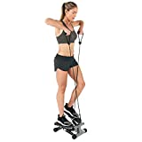 Sunny Health & Fitness Mini Stepper with Resistance Bands, Black