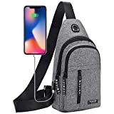 Crossbody Sling Bag, Waterproof Sling Backpack Bag with USB Charging Port, Multipurpose Shoulder Bag Travel Hiking Bag