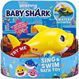 Robo Alive Junior Baby Shark Battery-Powered Sing and Swim Bath Toy by ZURU – (Yellow)