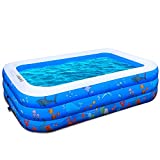 Inflatable Swimming Pools, FUNAVO Inflatable Pool for Kids, Kiddie, Toddler, Adults, 100″ X71″ X22″ Family Full-Sized Swimming Pool, Lounge Pool for Outdoor, Backyard, Garden, Indoor, Lounge