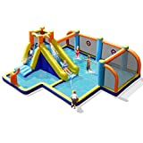 BOUNTECH Inflatable Water Slide, 7-in-1 Water Soccer Giant Waterslide Park for Outdoor Fun with Splash Pool, Climbing Wall, Water Slides Inflatables for Kids and Adults Backyard Party Gifts