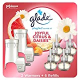 Glade PlugIns Refills Air Freshener Starter Kit, Scented and Essential Oils for Home and Bathroom, Joyful Citrus & Daisies 4.02 Fl Oz, 2 Warmers + 6 Refills