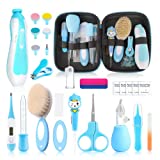 Baby Healthcare and Grooming Kit, Electric Safety Nail Trimmer Baby Nursery Set Newborn Nursery Health Care Set with Hair Brush Comb for Infant Toddlers Boys Girls Kids Baby Shower Gifts (Blue)