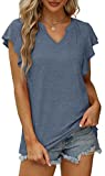 SAMPEEL Womens Tee Shirts Loose Fit Tunic Tops to Wear with Leggings Greyblue S