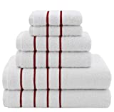 Dorlion Towels, 6 Piece White Towel Set, 100% Turkish Cotton Soft Towels, Quick Dry Turkish Towel Set for Bathroom, Burgundy Red