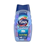 TUMS Smoothies Extra Strength Antacid Tablets for Chewable Heartburn Relief and Acid Indigestion Relief, Berry Fusion – 140 Count