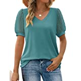 My Orders Womens Plus Size Tops Dressy Casual V Neck T Shirts Swiss Dot Puff Sleeve Tops Women’s Blouses Plus Size Summer Shirts Tshirts Comfy Blouses Golf Shirts Women Navy