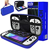 Orzly Carrying case for Nintendo Switch OLED and Switch Console – Midnight Blue Protective Hard Portable Travel case Shell Pouch for Nintendo Switch Console & Accessories