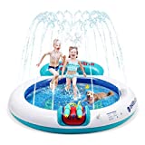Inflatable Sprinkler Pool for Kids, Outdoor Summer Sprinklers Water Toys for Backyard Yard Lawn, Toddler Splash Pad, Baby Swimming Wading Pool (Classic Edition)