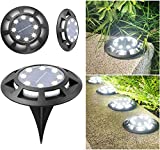 Upgraded Solar Ground Light, 16 LED Solar Lights (8 Main Lights 8 Side Lights) Outdoor Solar Powered Waterproof Bright In-Ground Light Light Auto On/Off Energy Saving for Walkway, Garden, Villa, Yard