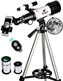 Gskyer Telescope, 70mm Aperture 400mm AZ Mount Astronomical Refracting Telescope for Kids Beginners – Travel Telescope with Carry Bag, Phone Adapter and Wireless Remote