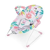 Bright Starts Baby Bouncer Soothing Vibrations Infant Seat – Removable -Toy Bar, Nonslip Feet, 0-6 Months Up to 20 lbs (Flamingo Vibes, Pink )