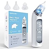 supiowr Nasal Aspirator for Baby,Baby Nose Suction Device with Food Grade Silicone Mouthpiece 3 Modes and Advanced Soothing Music Lighting Design,Electric Baby-Rechargable Grey 16 Ounce