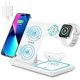 Wireless Charging Station, 3 in 1 Wireless Charger Stand, Fast Wireless Charging Dock for iPhone 13/12/11/Pro/X/Max/XS/XR/8/Plus, for Apple Watch7/6/5/4/3/2/SE, for Airpods 3/2/Pro(White)
