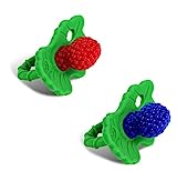 RaZbaby RaZberry Silicone Baby Teether Toy (2-Pack) – Berrybumps Soothe Babies Sore Gums – Infant Teething Toy – Hands Free Design – BPA Free – Easy-to-Hold Design – Teething Relief Pacifier Red&Blue
