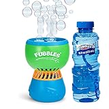 FUBBLES NO Spill Funfiniti Bubble Machine | Blows One Hour of Non Stop Bubbles |Amazon Exclusive Toy Set Includes 36oz of Non Toxic Refill Solution (Bubble Solution Bottle Colors Will Vary) Pack of 1