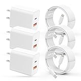 iPhone Charger Fast Charging,3Pack【MFi Certified】 20W PD+QC3.0 USB A Dual Port Wall Charger Block with 6FT USB C to Lightning Cable Compatible with iPhone 14 Pro Max/13 Pro/12 Pro/11/XS/XR/X/8